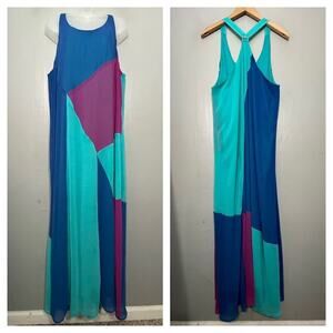 Lane Bryant Women Size 18 20 Sleeveless Colorblock Chic Lined Chiffon